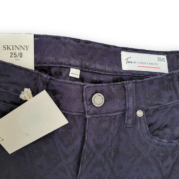 Two by Vince Camuto Blue Nordic Pattern Low Rise Skinny Pants Women Sz 25/0 - Picture 7 of 9